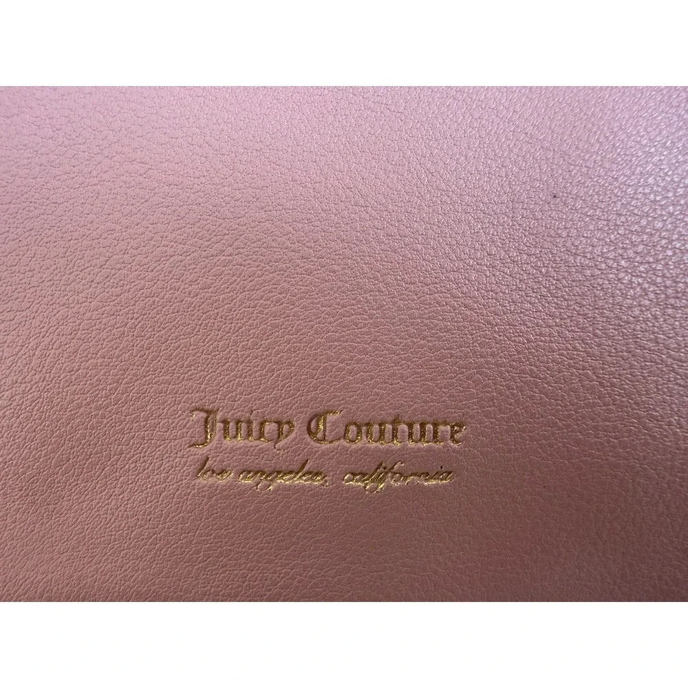 Juicy Couture Pink Wristlet Makeup Bag Cosmetic Pouch Y2K Gold Logo Zip Clutch